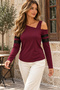 Women's One-Shoulder Open Strap Long Sleeve Transparent Tulle Stripe Detailed Viscose Blouse Daily Casual Stylish Elegant Blouse - 5