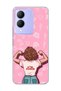 Vivo Y17S Compatible Strong Women's Pink Printed Transparent Phone Case