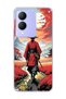 Vivo Y17S Compatible Red Kimono Samurai Printed Transparent Phone Case