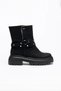 Black Fur Lined Women's Boots with Foldable Snap Fasteners and Belt - 3