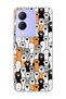 Vivo Y17S Compatible Colorful Cat Paw Printed Transparent Phone Case