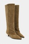 Ravena Rome Beige Suede Leather Pointed Toe Short Heeled Women's Boots - 5