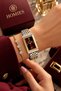 Rectangular Case Gold Silver Claret Red Women's Wristwatch - 3Atm Water Resistant Steel Band Japanese Movement Gift Special Box Ghmb3021C3 - 2