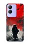 Vivo Y17S Compatible Samurai Red Sun Crow Printed Transparent Phone Case