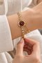 Borry Women's Gold Color Claret Red Dial Stone Bracelet Wristwatch Heart Figured Elegant Quartz Watch - 2