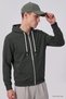 Khaki Standard Fit Basic Zippered Men's Sweatshirt - 88514 - 5