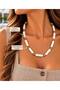Handmade Jasper Natural Stone Necklace Gold Plated White Women's Necklace with Dorica Detail
