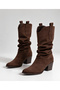 Women's Drawstring Western Heeled Boots