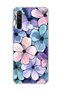 Redmi Note 8 Compatible Purple Blue Flower Printed Transparent Phone Case