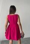 Women's Fuchsia Sleeveless Boat Neck Flared Skirt Waist Fitted Pleated Mini Event Dress - 6