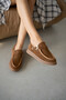 Heston Genuine Leather Thick Sole Adjustable Buckle Detail Short Women's Boots - Taba Suede - 2