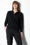 Women's Black Polo Collar Long Sleeve Knit Sweater with Rubber Cuffs - 5