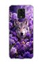 Redmi Note 9 Pro Compatible Transparent Phone Case with Wolf and Purple Flower Print