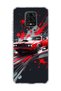 Redmi Note 9 Pro Compatible Red Car Paint Splash Printed Transparent Phone Case