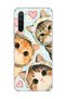 Redmi Note 8 Compatible Three Cats Heart Printed Transparent Phone Case with Scarf