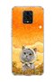 Redmi Note 9 Pro Compatible Transparent Phone Case with Gray Cat and Sunflower Print and Scarf