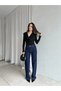 Women's Black Degaje Collar Draped Padded Long Sleeve Draped Lycra Blouse Body - 3