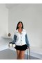 Women's White Contrast Denim Sleeve Jacket - 3