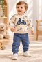 Boy's embroidered sweatshirt and sweatpants 2-piece set with bicycle design for 3-6-9-12 months - 2