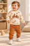 Boy's embroidered sweatshirt and sweatpants 2-piece set with bicycle design for 3-6-9-12 months - 2