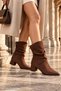Ruvessa Drawstring Detailed Zippered Pointed Toe Thick Heeled Casual Women's Boots - 2