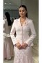Women's Peplum Jacket Skirt Two-Piece Set - Tie Back Jacket and Lined Long Lace Skirt - 2