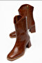 Women's Croco Patterned Western Heeled Boots - 2