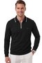 Men's Slim Fit Anti-Pilling Zippered Polo Collar Black Sweatshirt – Soft Textured Sweat 2708517 - 3