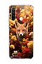 Redmi Note 8 Compatible Transparent Phone Case with Fox and Flowers Printed Design