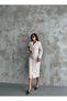 Textured Gold Buttoned Midi Skirt & Short Jacket Two-Piece Set - White - 3