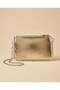 Women's pearl detailed multi-compartment gold shoulder bag with chain strap - 2