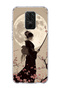 Redmi Note 9 Compatible Geisha Full Moon Printed Transparent Phone Case