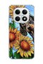 Redmi Note 15 4g Compatible Sausage Dog Sunflower Printed Transparent Phone Case