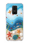 Redmi Note 9 Compatible Blue Wave Starfish Printed Transparent Phone Case