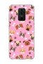 Redmi Note 9 Compatible Dog Faces Pink Printed Transparent Phone Case