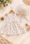 Baby girl cherry print summer sundress with bow back and straw hat set (2-piece) - 6-24 months - 2
