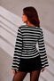Women's Striped Gathered Detail Wide Sleeve Women's Blouse 212 - 2