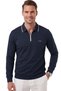 Men's Slim Fit Non-Pilling Zippered Polo Collar Navy Blue Sweatshirt – Soft Textured Sweat 2708517 - 2