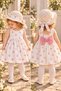 Baby girl cherry print summer sundress with bow back and straw hat set (2-piece) - 6-24 months