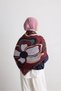 140X140 Palette Patterned Cotton Shawl Scarf Burgundy - 2
