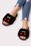 Women's Plush Cherry House Slippers Black - 2