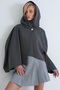 Women's Anthracite Hooded Buttoned Unlined Cape Alc-X15927 - 5