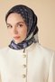 Susen Ti̇vi̇l Silk Scarf 90*90 cm - Indigo 4587 - 7