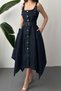 Blue Asymmetrical Hem Denim Dress - Blue - 4