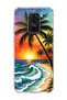 Redmi Note 9 Compatible Palm Coast Oil Painting Printed Transparent Phone Case