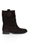 Genuine Suede Leather Brown Bellows Short Heel Women's Boots - Zb2410