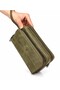 Men's Genuine Leather Khaki Color Multi-Compartment Portfolio Bag with Belt and Shoulder Strap Handbag