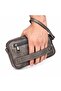 Men's Genuine Leather Gray Multi-Compartment Portfolio Bag with Belt and Shoulder Strap Handbag - 3