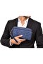 Men's Genuine Leather Navy Blue Multi-Compartment Portfolio Bag with Belt and Shoulder Strap Handbag - 7