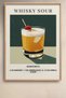 Whiskey Sour Cocktail Recipe Dark Green Retro Framed Painting Cocktail Poster Bar Kitchen Decor Kok13 - 2
